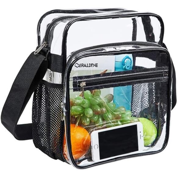 Clear Bag Stadium Approved, Clear Crossbody Shoulder Bag with Adjustable Strap - Picture 1 of 8